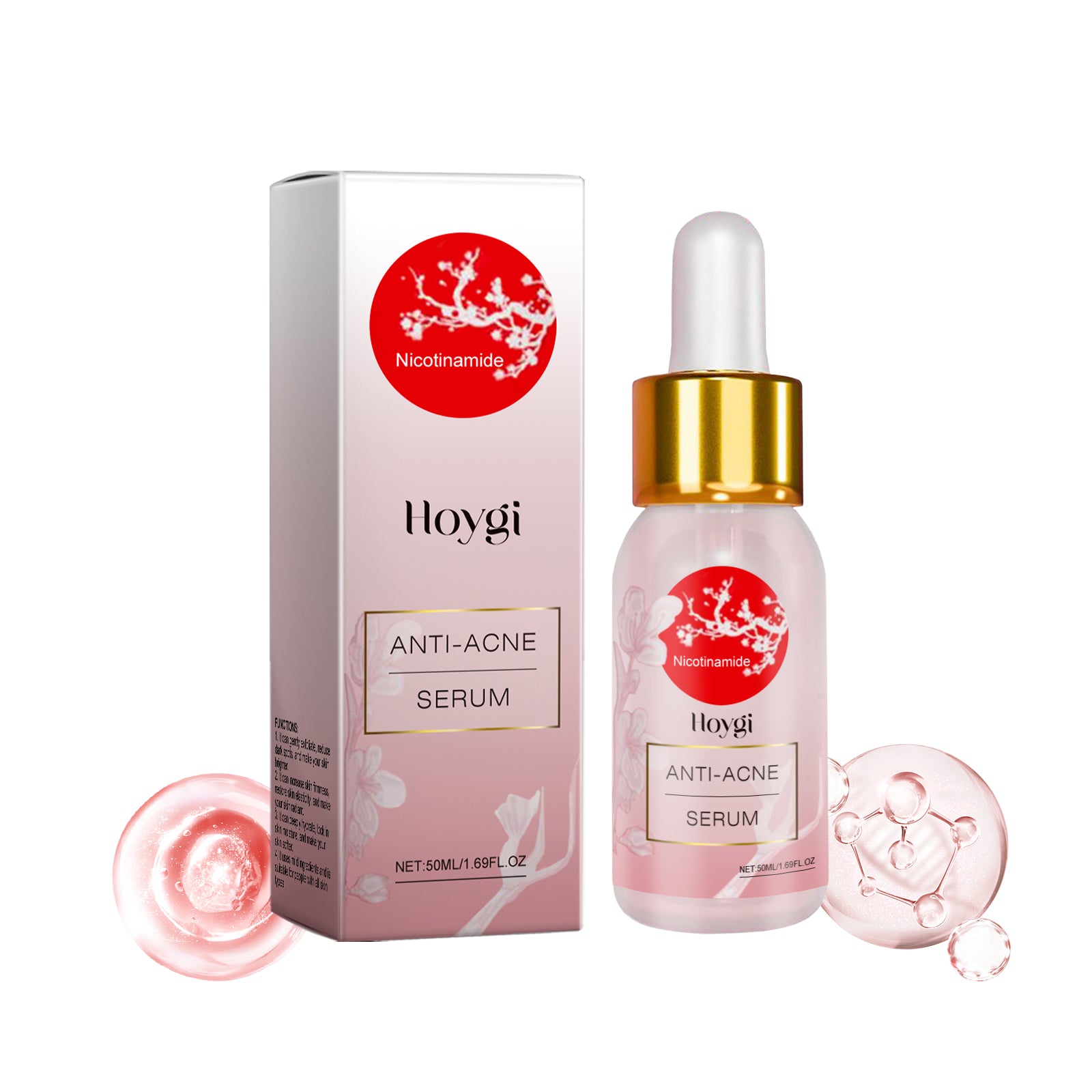 Hoygi Anti-Acne Serum with packaging on a white background